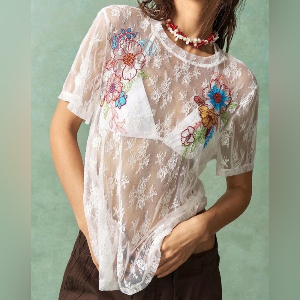 Floral Embroidered Lace Top
